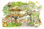 PCR104貓頭鷹魔法車站_賴英澤 繪_The Owls' Magic Station postcard_Painted by Lai Ying-Tse