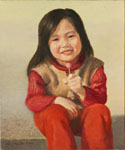賴英澤人像畫_甜蜜時光_a portrait of a happy girl with a lollipop_Painted by Lai Ying-Tse_SLCW